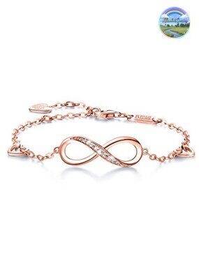 925 Sterling Silver Infinity Love Bracelet Cubic Zirconia Adjustable